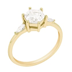 Verlobungsring mit Hexagon Moissanit und Pear Moissaniten Seydou