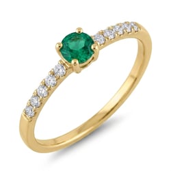 Silberring mit Smaragd und seitlichen Lab Grown Diamanten Nikey