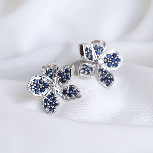 Blumenohrringe mit Saphiren und Diamanten Eavan