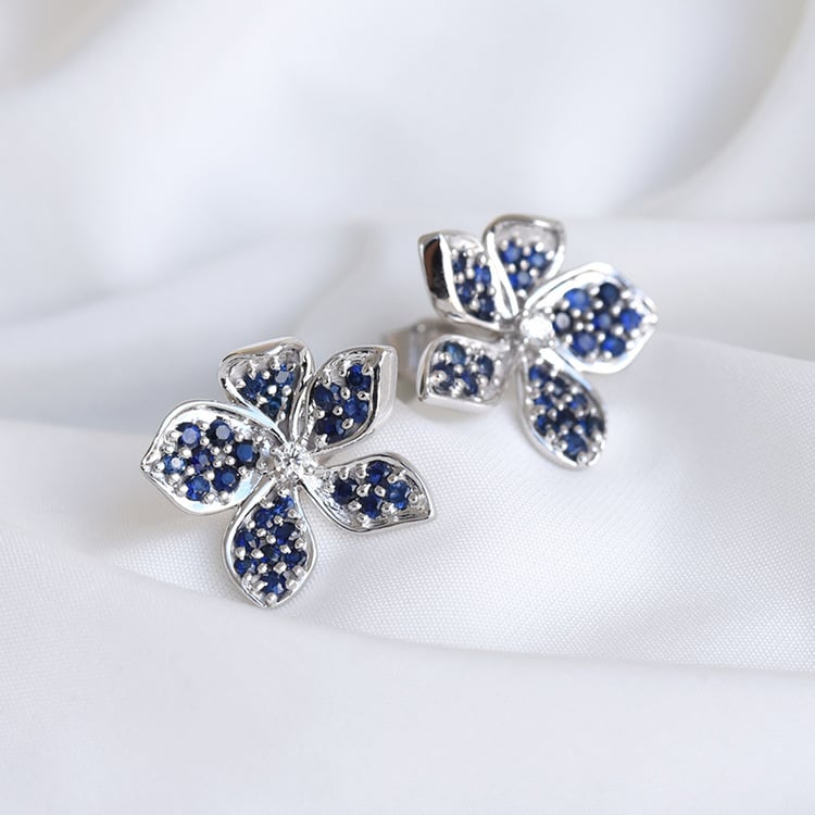 Blumenohrringe mit Saphiren und Diamanten Eavan 84988