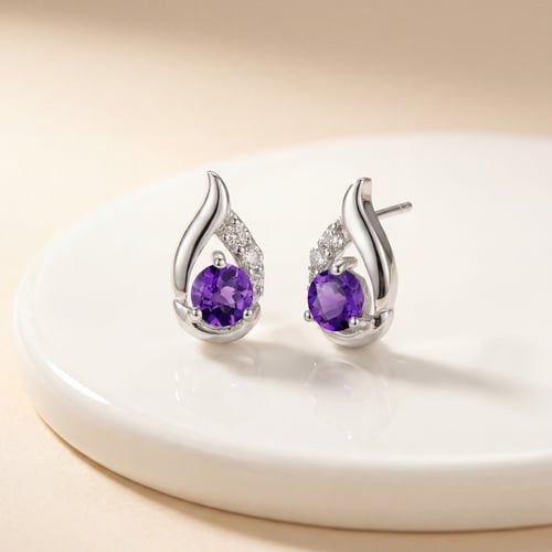 Silberohrringe mit Amethysten Edily