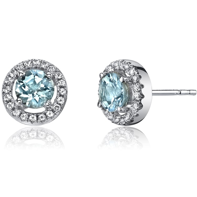 Goldene Ohrringe mit Aquamarinen und Topasen Badulf