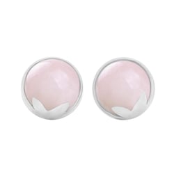 Goldene Ohrstecker mit Cabochon Rosenquartz Erica