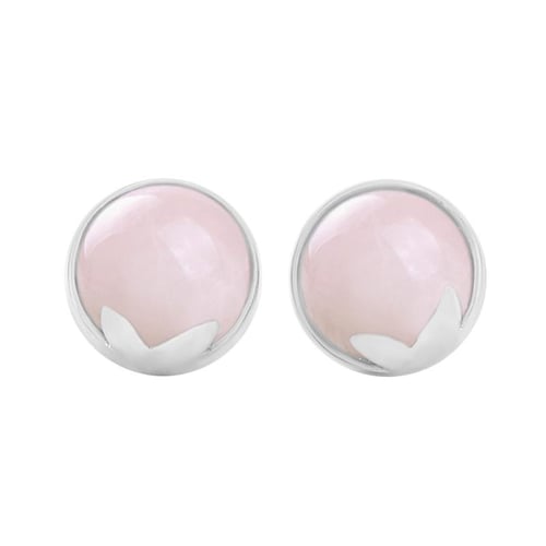 Goldene Ohrstecker mit Cabochon Rosenquartz Erica