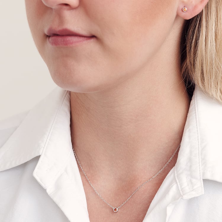 Minimalistische Kette mit einem Padpadscha Saphir Glosie 129201