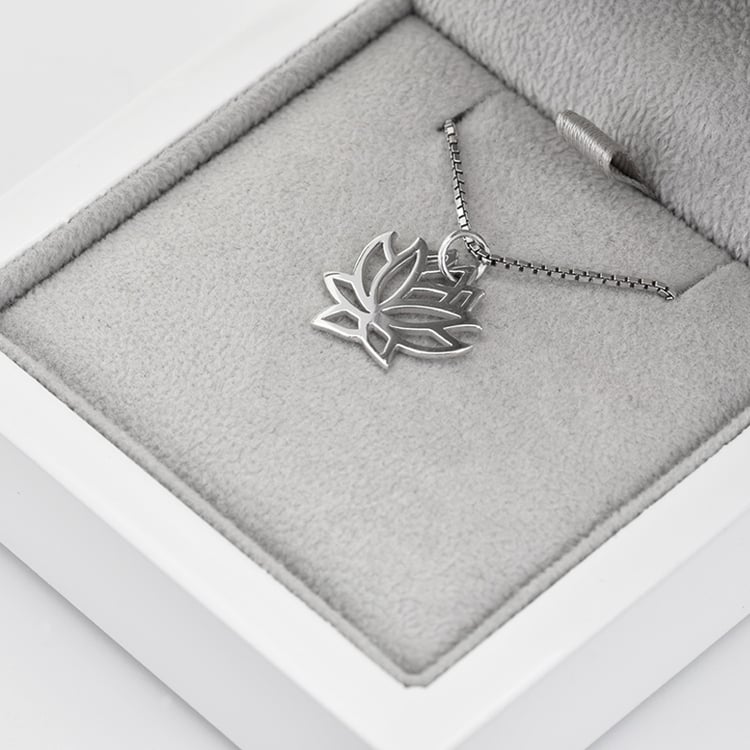 Halskette Silber mit Lotosblume in Eppi-Geschenkbox 41843