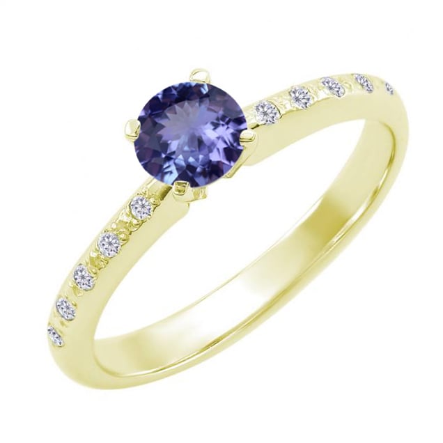 Goldener Verlobungsring mit Tansanit und Diamanten Yska 59697