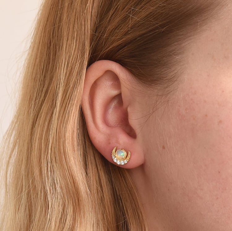 Silberohrringe mit Opal und Zirkonia Timber 73357