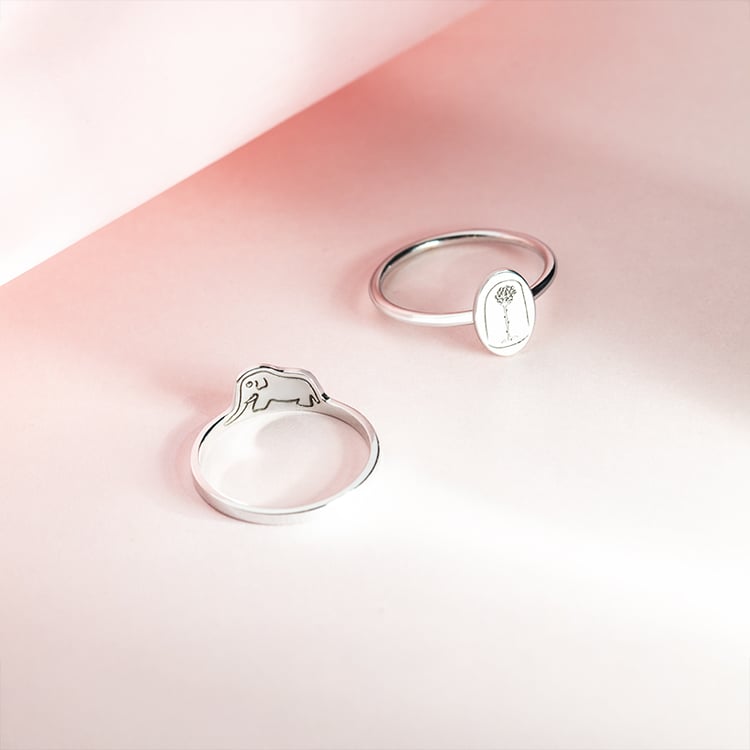 Ovaler Ring mit der Gravur der Rose aus dem Kleinen Prinz 150580