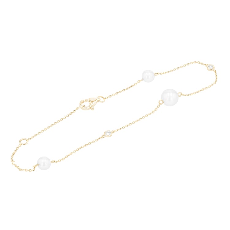 Zartes Armband mit Perlen und Diamanten Torquil