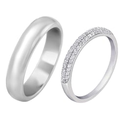 Diamant Eternity Ring und Herren Halbkugel-Forma Trauring Louisa
