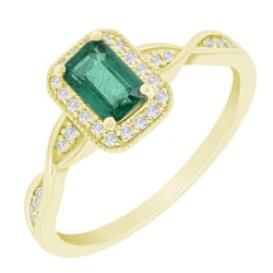 Eleganter Smaragd-Ring mit einem Meer von Diamanten Enoh