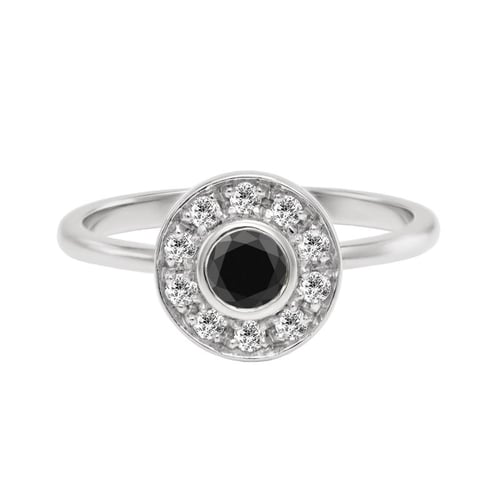 Verlobungsring Set mit schwarzem Diamant Eyva