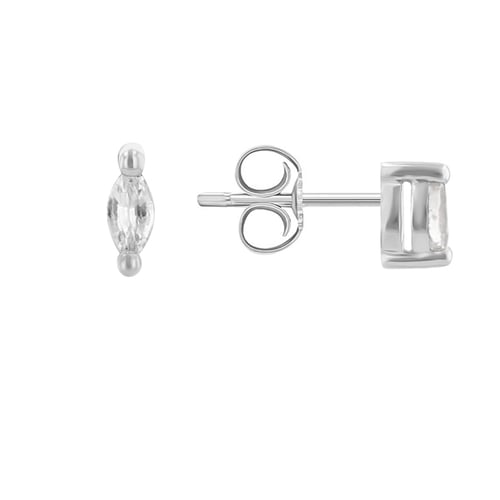 Minimalistische Ohrstecker mit weißen Saphiren Daina