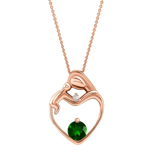 Anhänger Mutter und Kind mit Diopsid und Diamant Ella