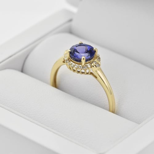 Goldring mit Tansanit und Diamanten Evly