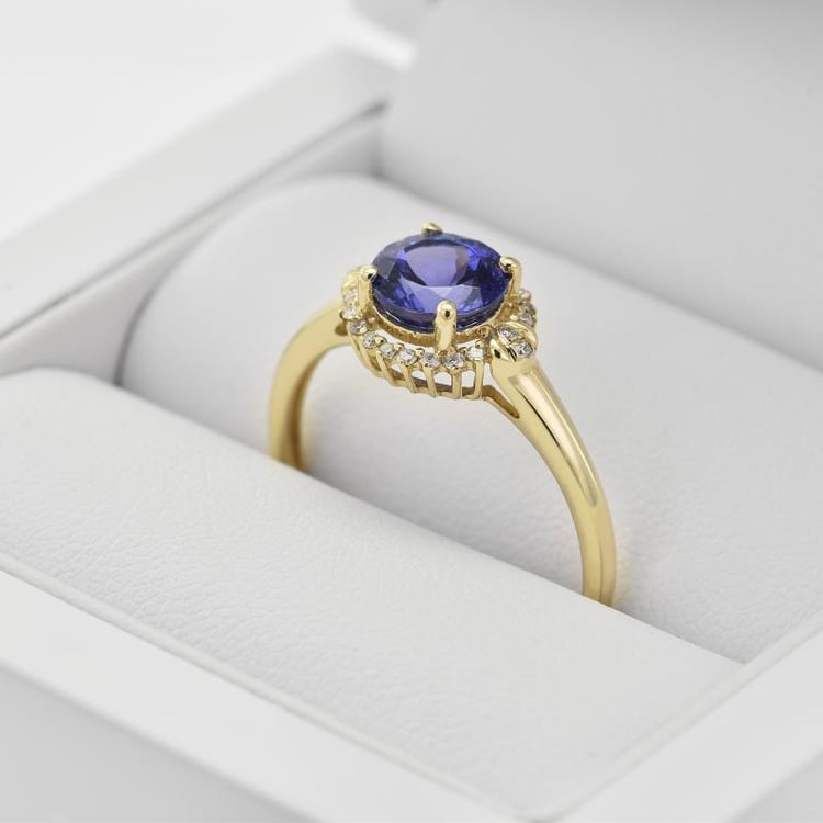 Goldring mit Tansanit und Diamanten Evly 31841