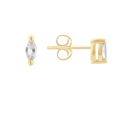 Minimalistische Ohrstecker mit weißen Saphiren Daina