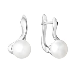 Silberne Ohrringe mit weißen Perlen Scarlet
