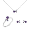 Silbernes Cluster Schmuckset mit Amethysten und Edelsteinen Halli