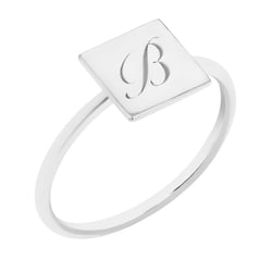 Ring mit Quadrat zum Gravieren eines Buchstabens Leal