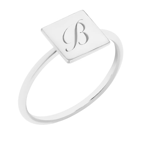 Ring mit Quadrat zum Gravieren eines Buchstabens Leal