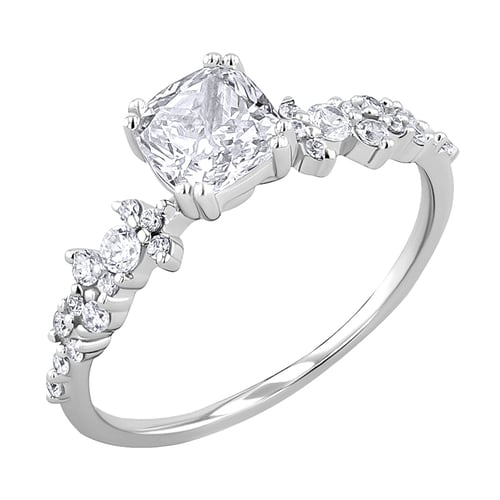 Verlobungsring mit Moissanit und Lab Grown Diamanten Alys