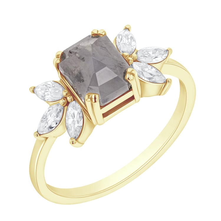 Goldring mit Salt and Pepper Diamant und Moissaniten Xuan 110213