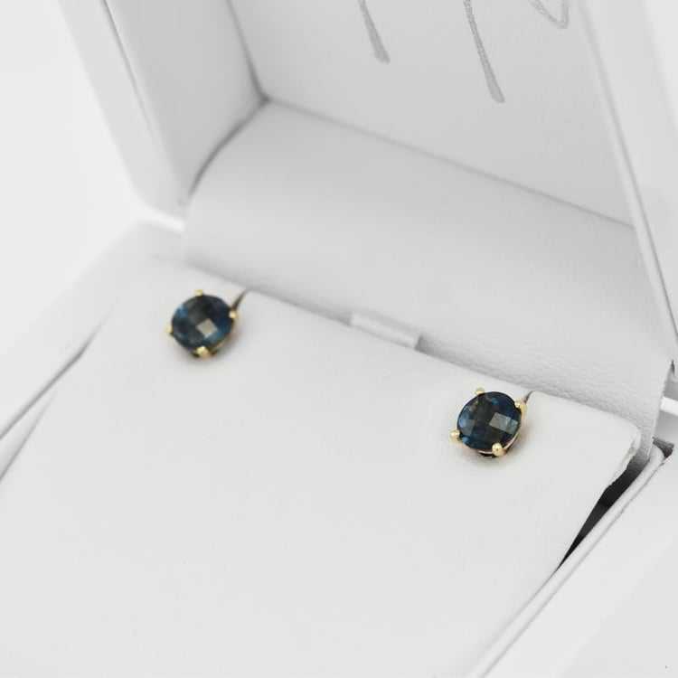 Goldene Ohrringe mit blauen Topasen Hulda 15581