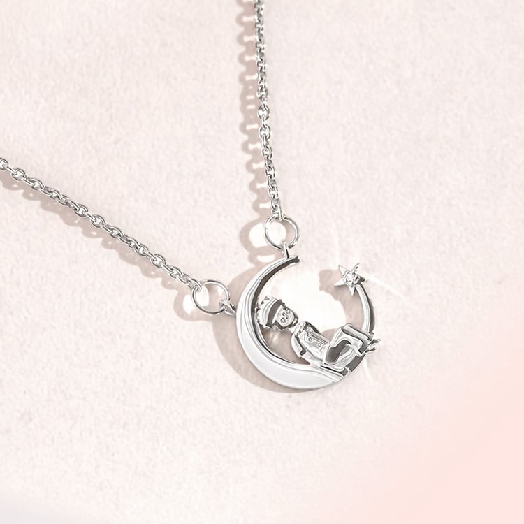 Halskette in Form einer Mondsichel mit einem Diamanten Kleiner Prinz 157223