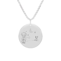 Anhänger Der Kleine Prinz mit Fuchs und Gravur aus Silber