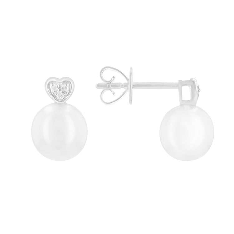 Goldene Perlenohrringe mit Diamanten-Herzen Lesedi 87480