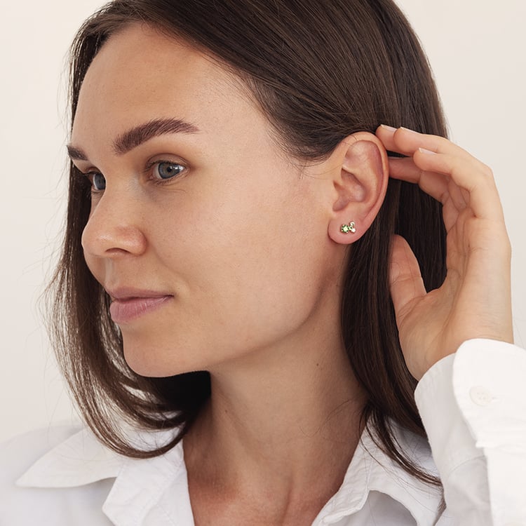 Cluster Schmuckset mit grünen Diamanten und Edelsteinen Halli 129333