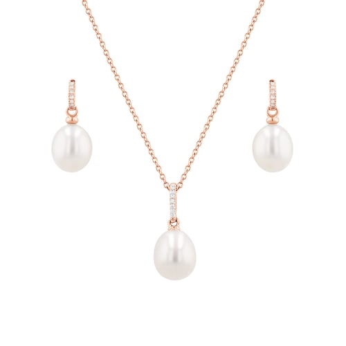 Goldenes Schmuckset mit Perlen und DIamanten Dudey