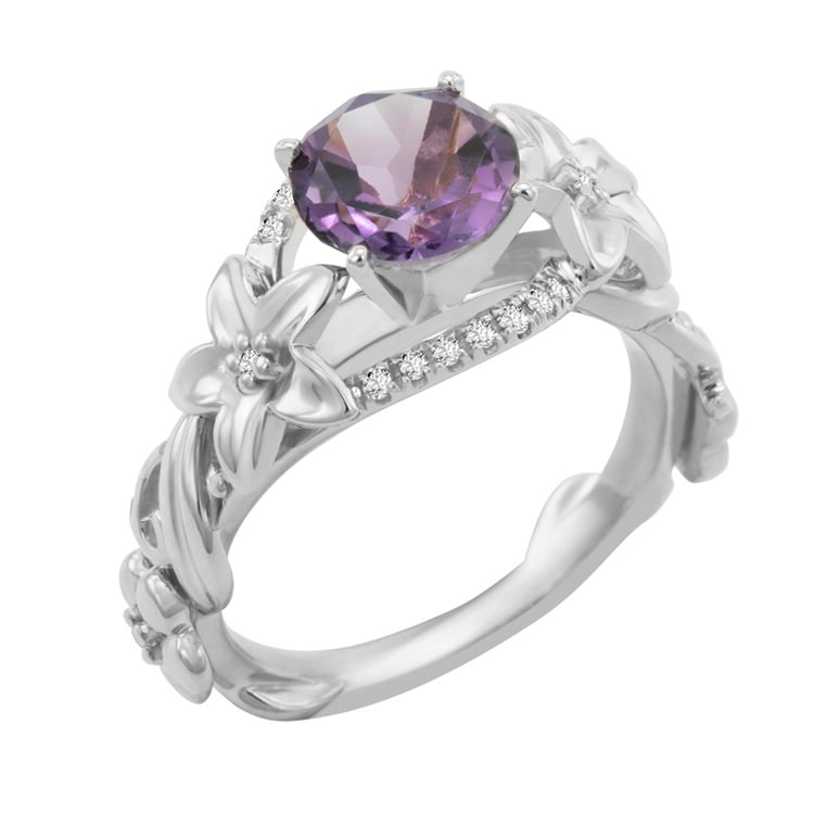 Goldener Rting mit Amethyst und Diamanten Dinis 21621