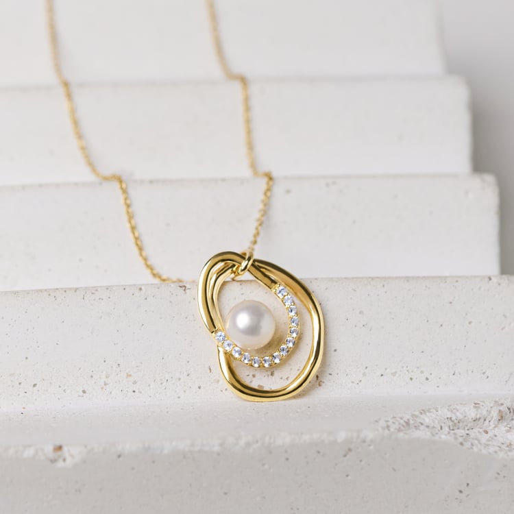 Silberner Perlenanhänger mit weißen Topasen Fenella 164103