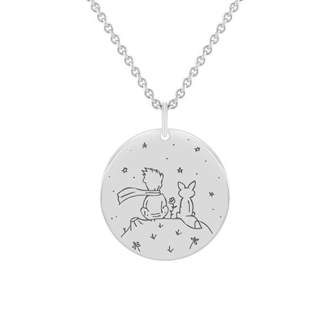Anhänger Der Kleine Prinz mit Fuchs und Gravur aus Gold