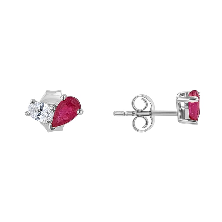 Toi et Moi Ohrstecker mit Rubin und Lab Grown Diamant Adelpha 134944