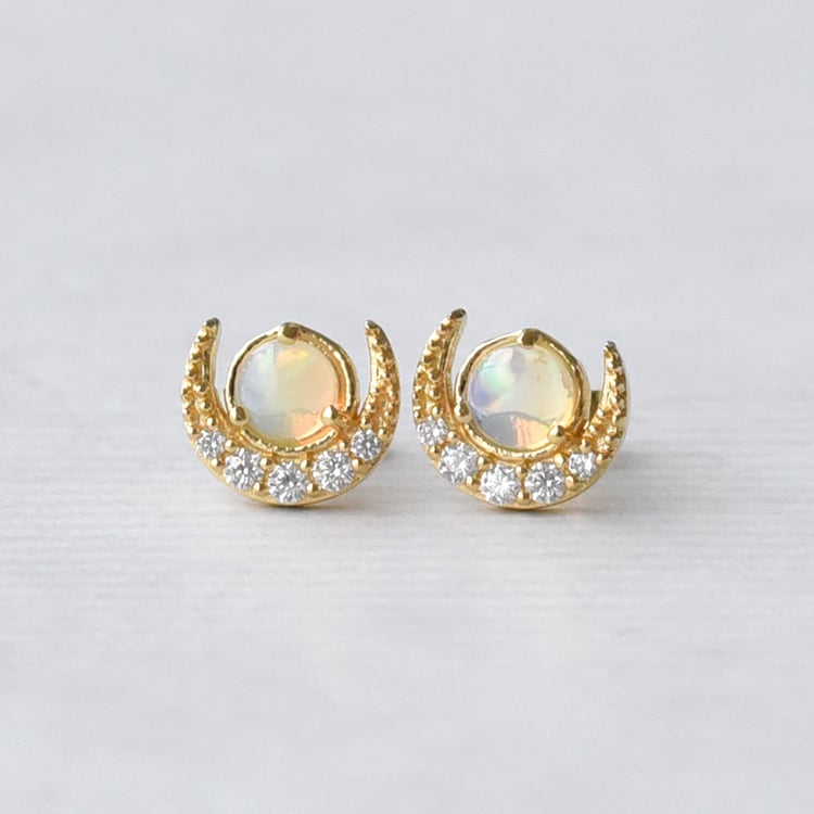 Silberohrringe mit Opal und Zirkonia Timber 73358