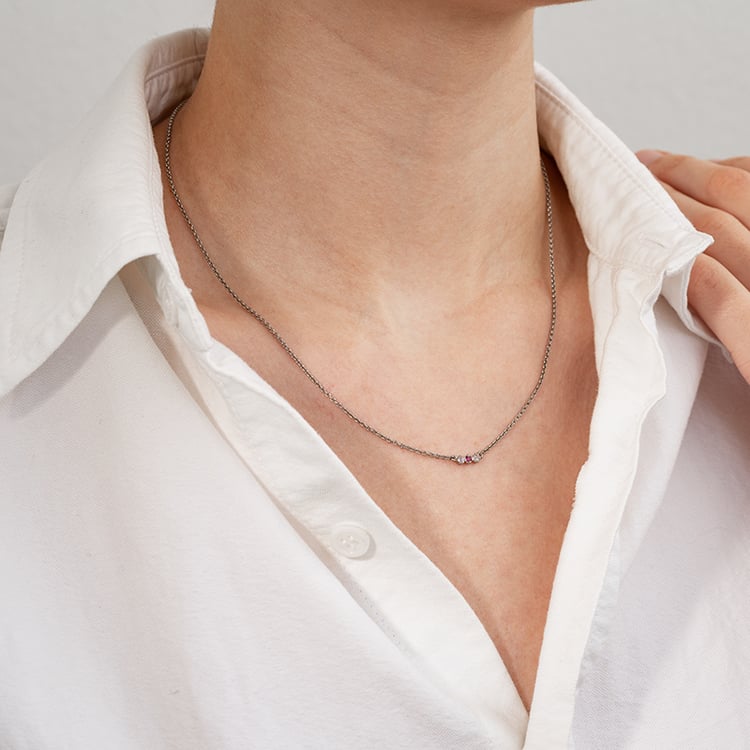 Silberne Halskette mit Edelsteinen Ihrer Wahl Kiah 131242