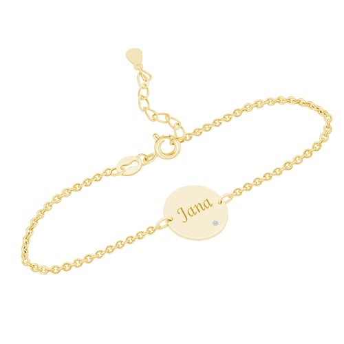 Silbernes Armband mit Diamant und Gravur Ihrer Wahl Shalek