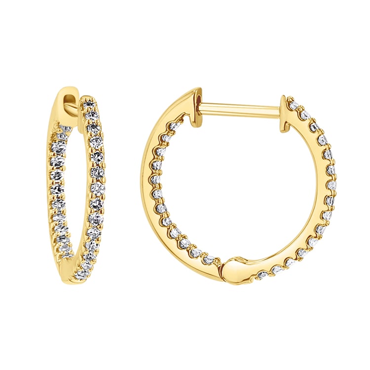 Goldene runde Ohrringe mit Diamanten Genji