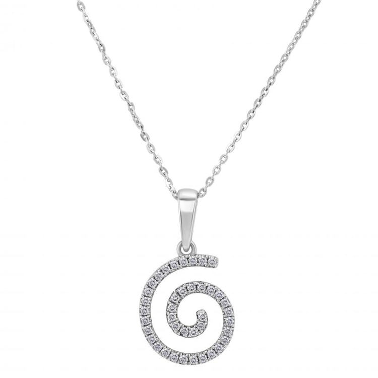 Goldene Halskette mit Diamant Anhänger Spirale