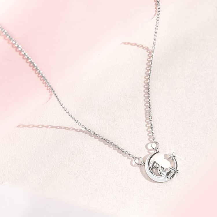 Halskette in Form einer Mondsichel mit einem Diamanten Kleiner Prinz 157221
