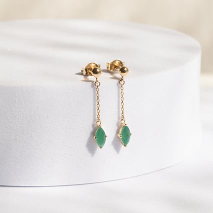 Goldenes Schmuckset mit brasilianischen Smaragden Raiz