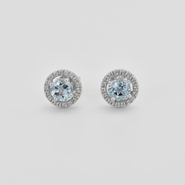 Goldene Ohrringe mit Aquamarinen und Topasen Badulf 38476