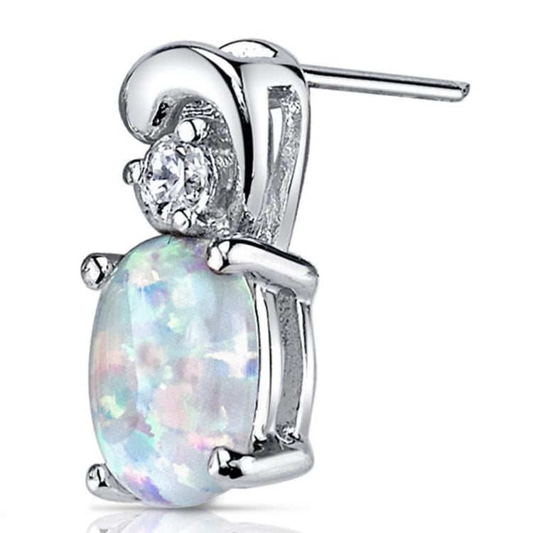 Silberne Ohrringe mit weißem Opal und Zirkonia 2788