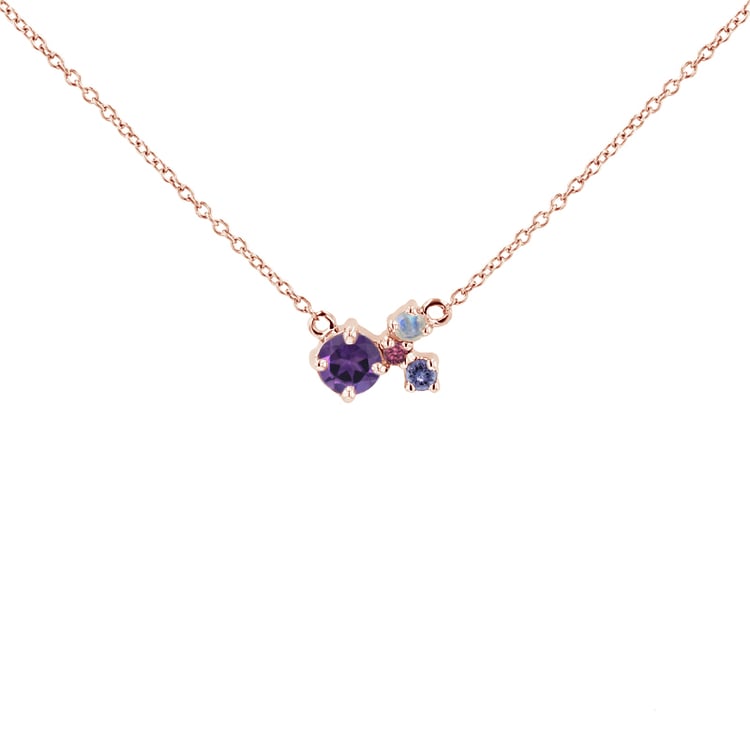 Lila Cluster Halskette mit Amethyst und Edelsteinen Millie