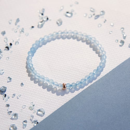 Silbernes Armband mit Aquamarin-Perlen Fleming