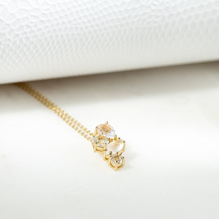 Silber Anhänger mit Topas, Rosenquarz und Mondstein Daisi 131921